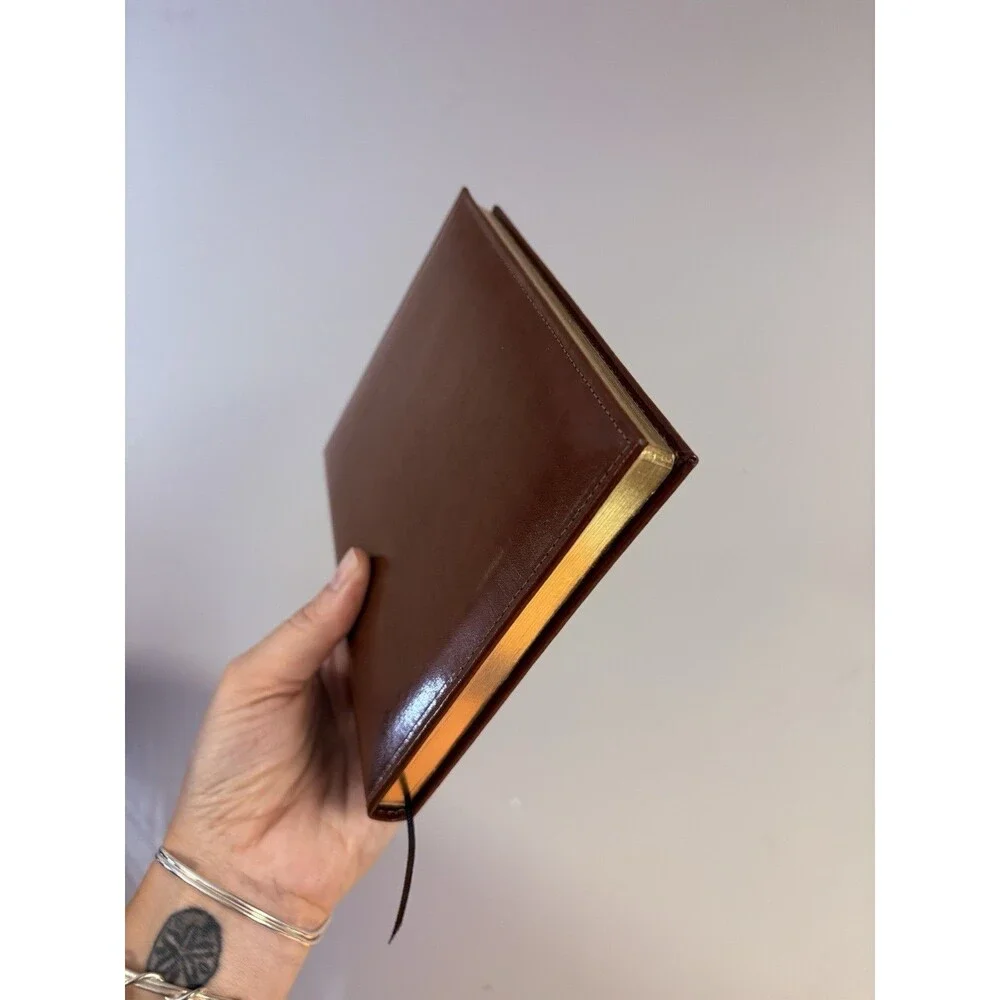 Rare Vintage Stuart Kern America Leather Blank Journal Gilt Pages Brown Mint Con